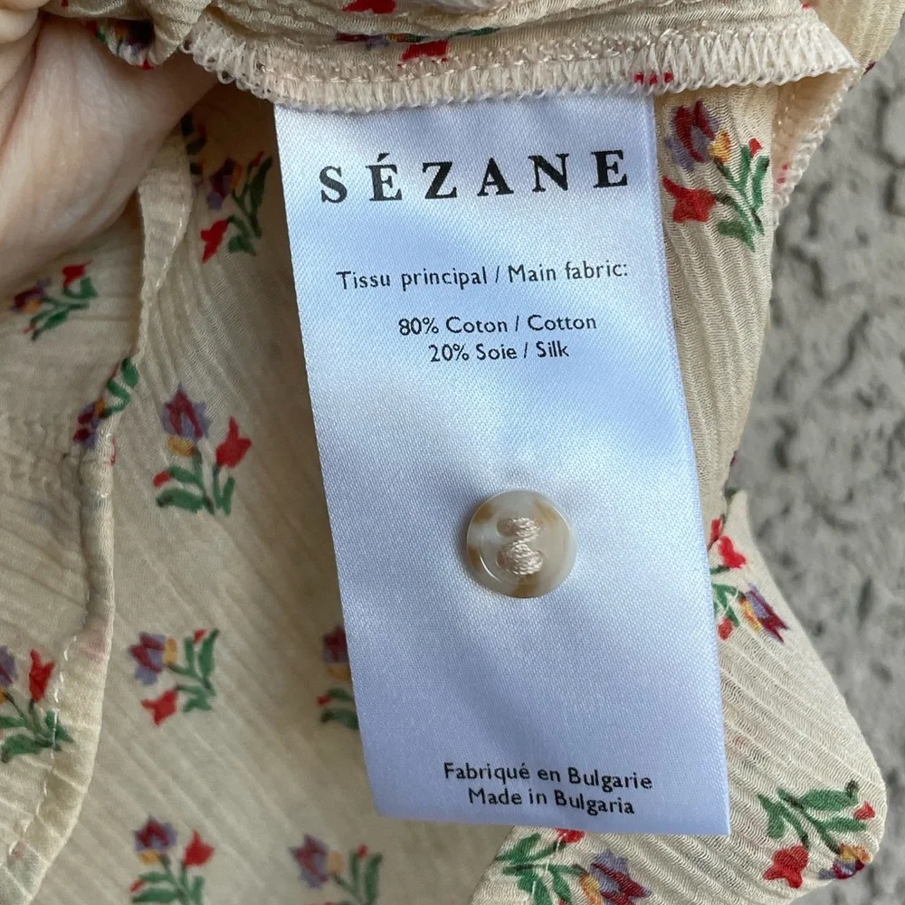 Sezane Floral Ruffle Blouse - Cream and Pink - Picture 13 of 16